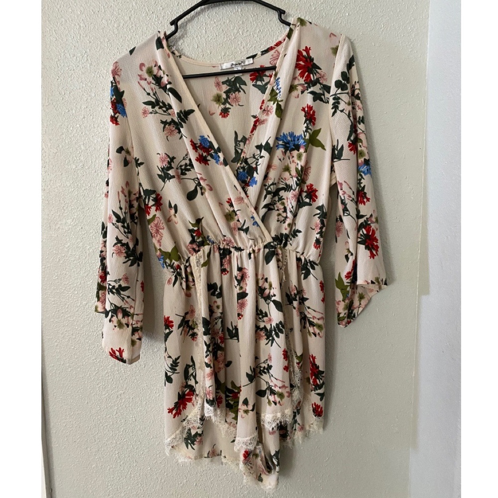 Cream Floral Romper